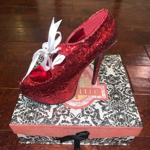 Red Glitter Costume Dorthy Bordello Stiletto Heels